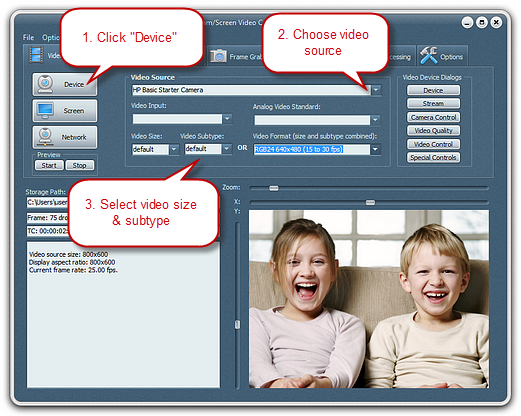 Choose Webcam & Set the Output Video