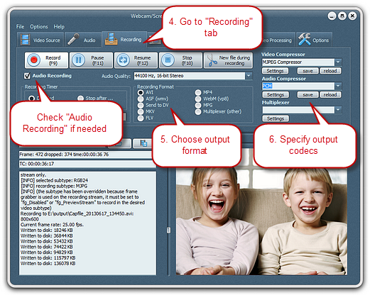 Specify Recording Settings & Start Recording